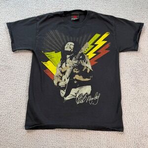 Bob Marley Zion Rootswear T Shirt Mens M Black Reggae Lightning Guitar Rasta